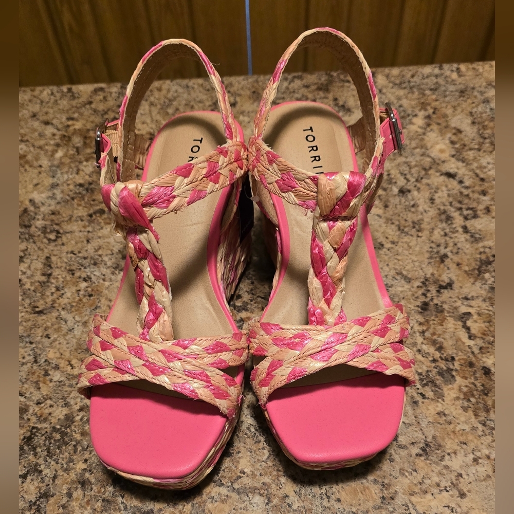 Torrid T-Strap Platform Raffia Wedge (WW)